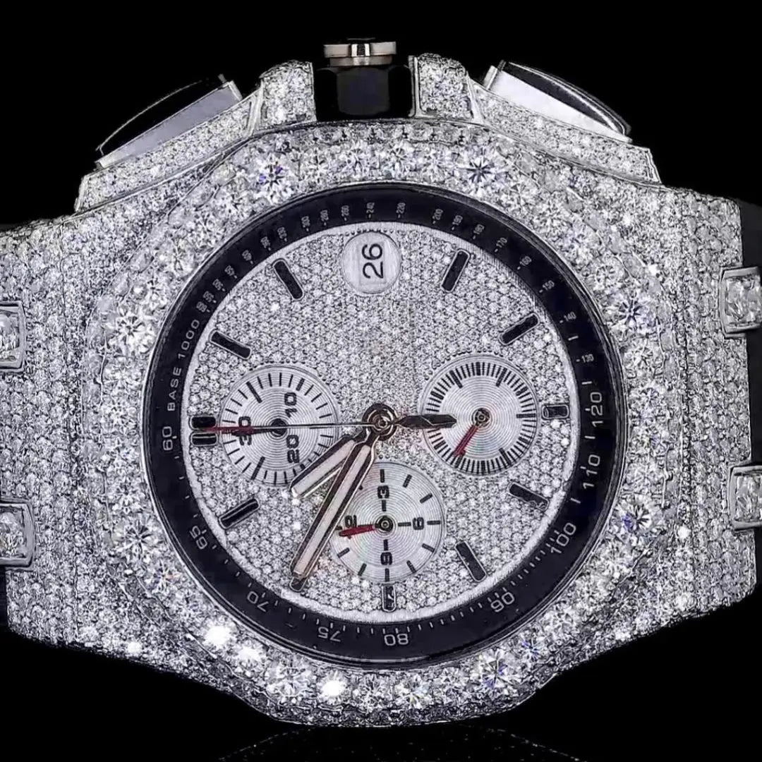 Moissanite 45.10 CT Round Cut Diamond Art Deco Watch Jewel Carts