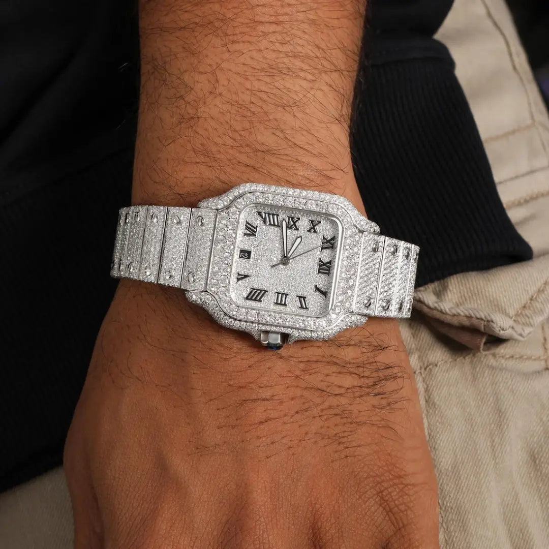 Moissanite 74.24 CT Round Cut Diamond Edwardian Watch Jewel Carts