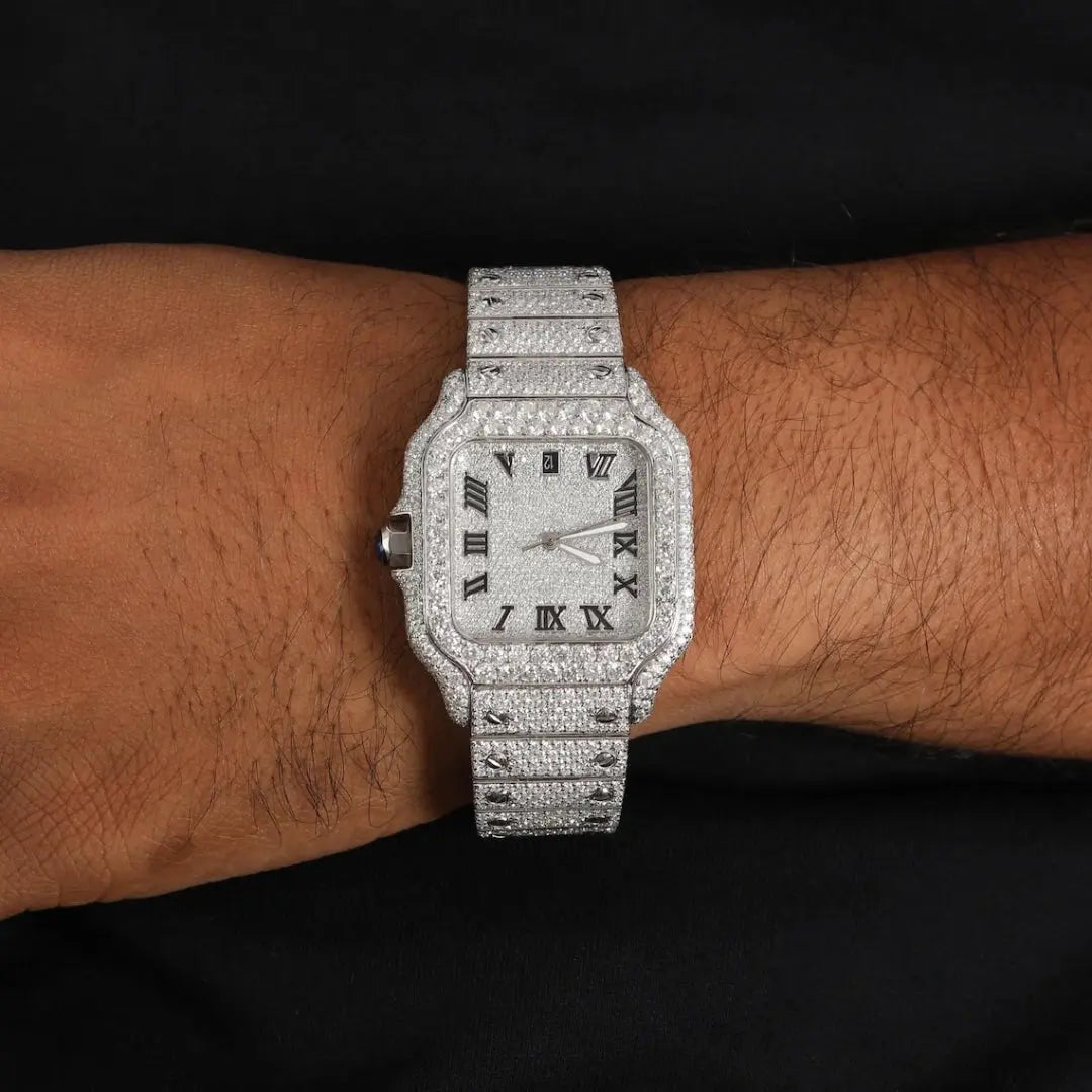 Moissanite 74.24 CT Round Cut Diamond Edwardian Watch Jewel Carts