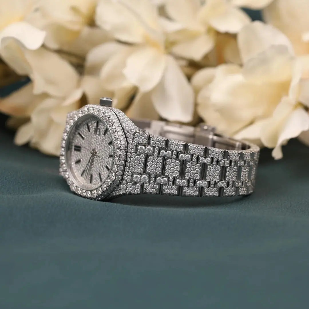 Moissanite 69.25 CT Round Cut Diamond Edwardian Watch Jewel Carts