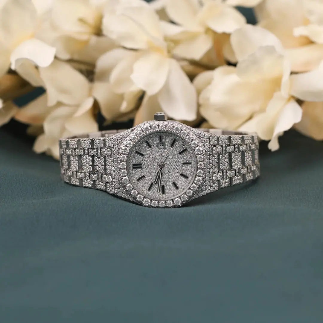 Moissanite 69.25 CT Round Cut Diamond Edwardian Watch Jewel Carts