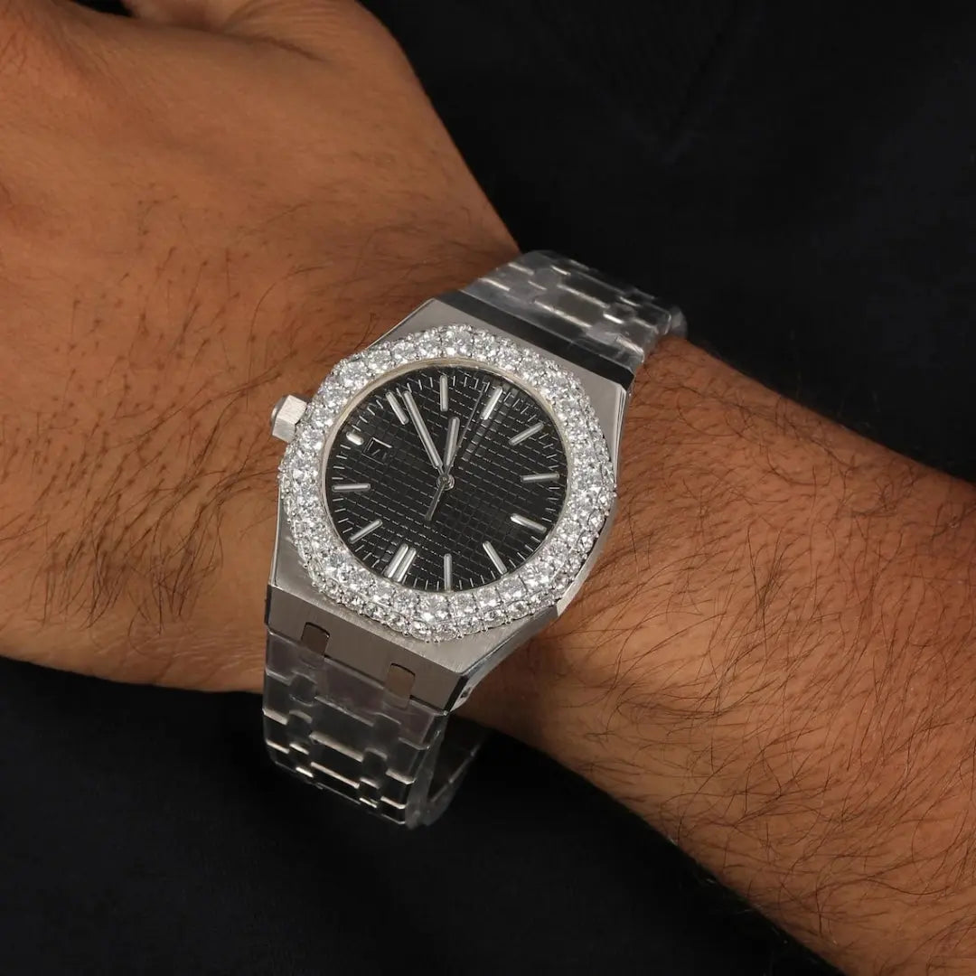 Moissanite 22.35 CT Round Cut Diamond Brutalist Watch Jewel Carts