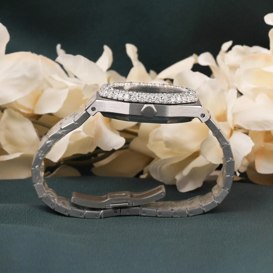 Moissanite 22.35 CT Round Cut Diamond Brutalist Watch