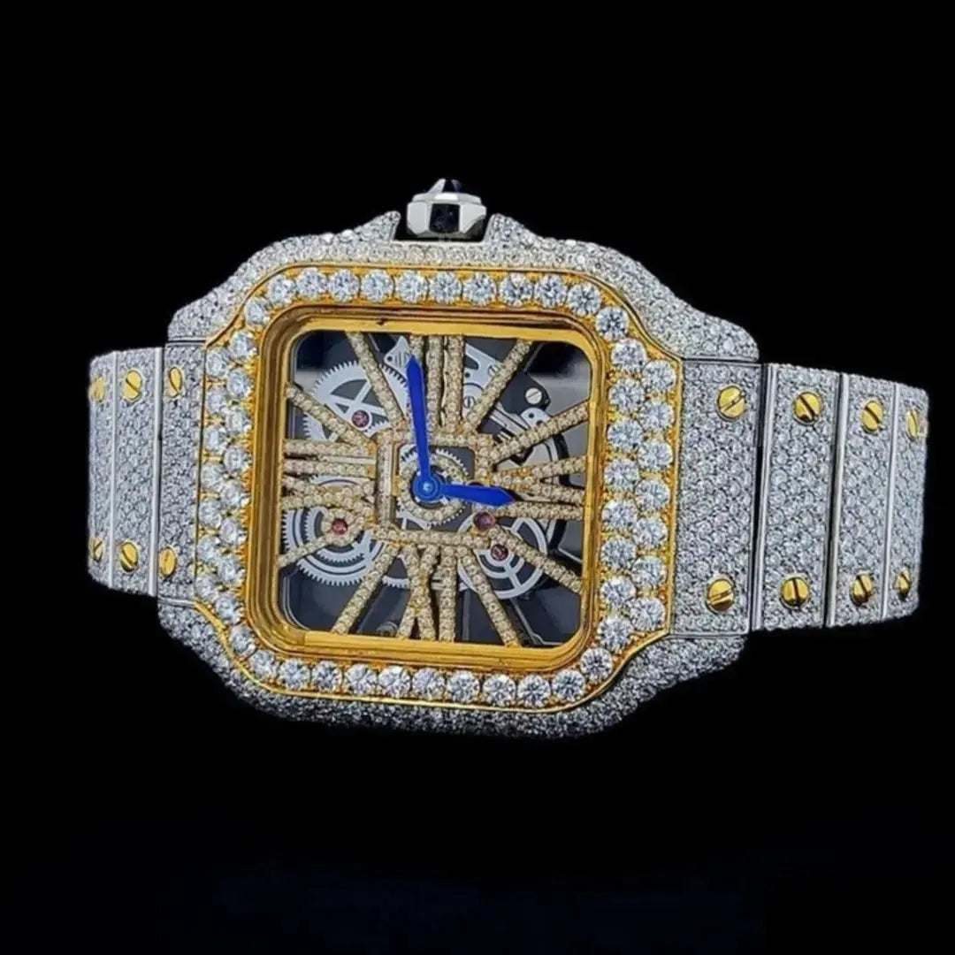 Moissanite 58.64 CT Round Cut Diamond Edwardian Watch Jewel Carts