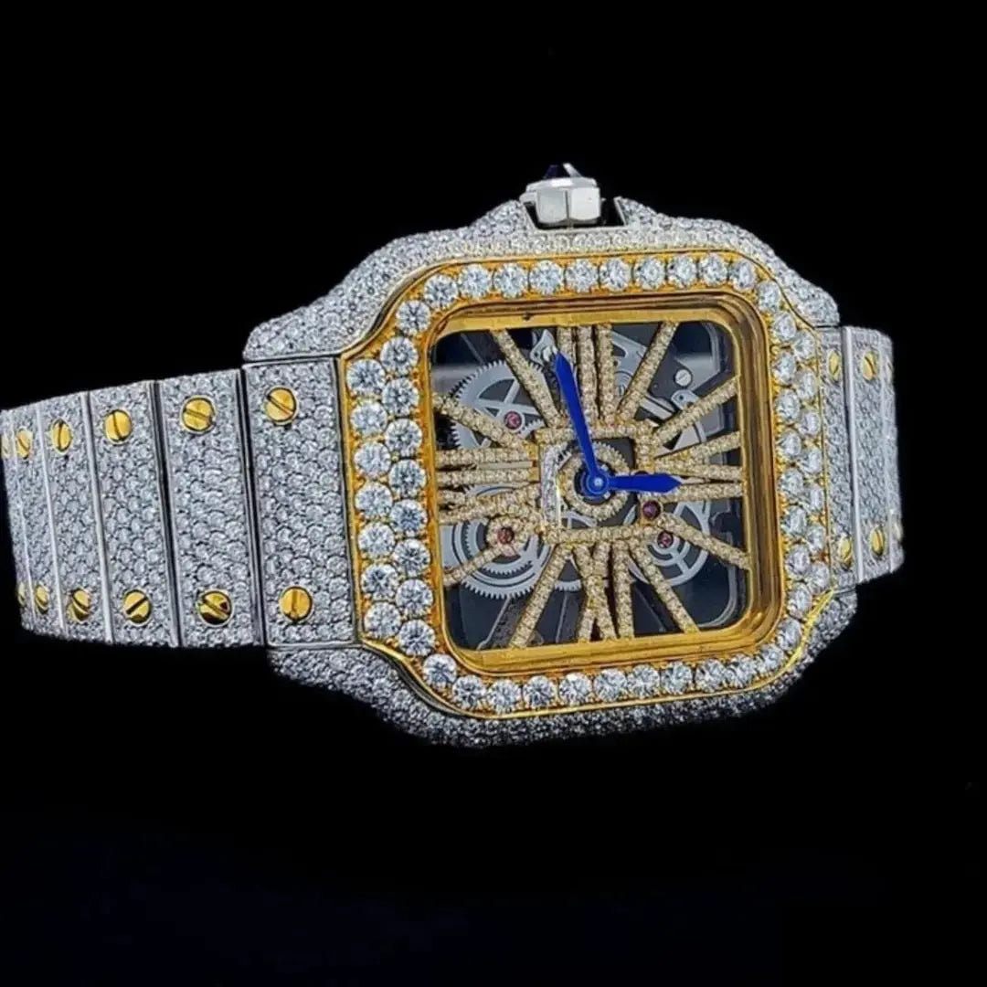 Moissanite 58.64 CT Round Cut Diamond Edwardian Watch Jewel Carts