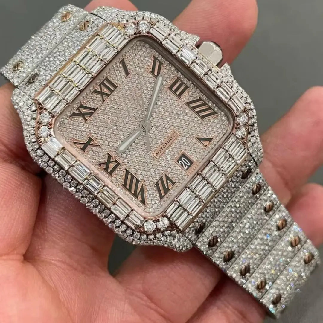 Moissanite 78.41 CT Round Cut Diamond Edwardian Watch Jewel Carts