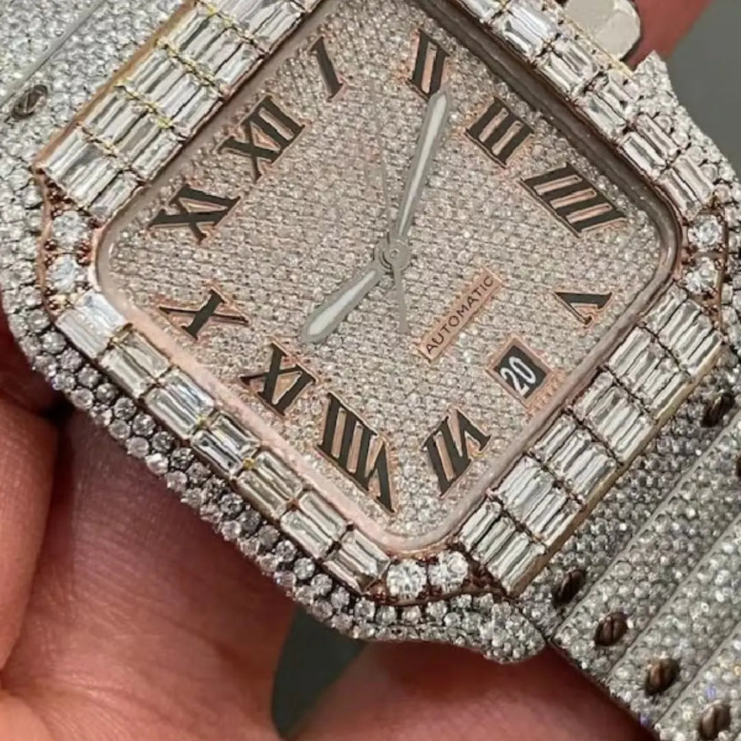 Moissanite 78.41 CT Round Cut Diamond Edwardian Watch Jewel Carts