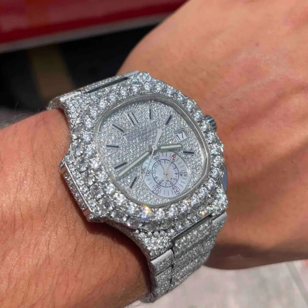 Moissanite 76.25 CT Round Cut Diamond Minimalist Watch Jewel Carts
