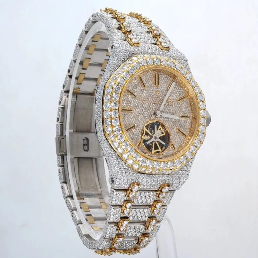 Moissanite 70.10 CT Round Cut Diamond Brutalist Watch Jewel Carts