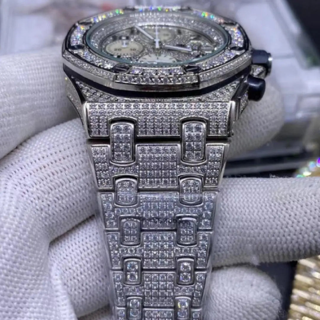 Moissanite 58.35 CT Round Cut Diamond Art Deco Watch Jewel Carts