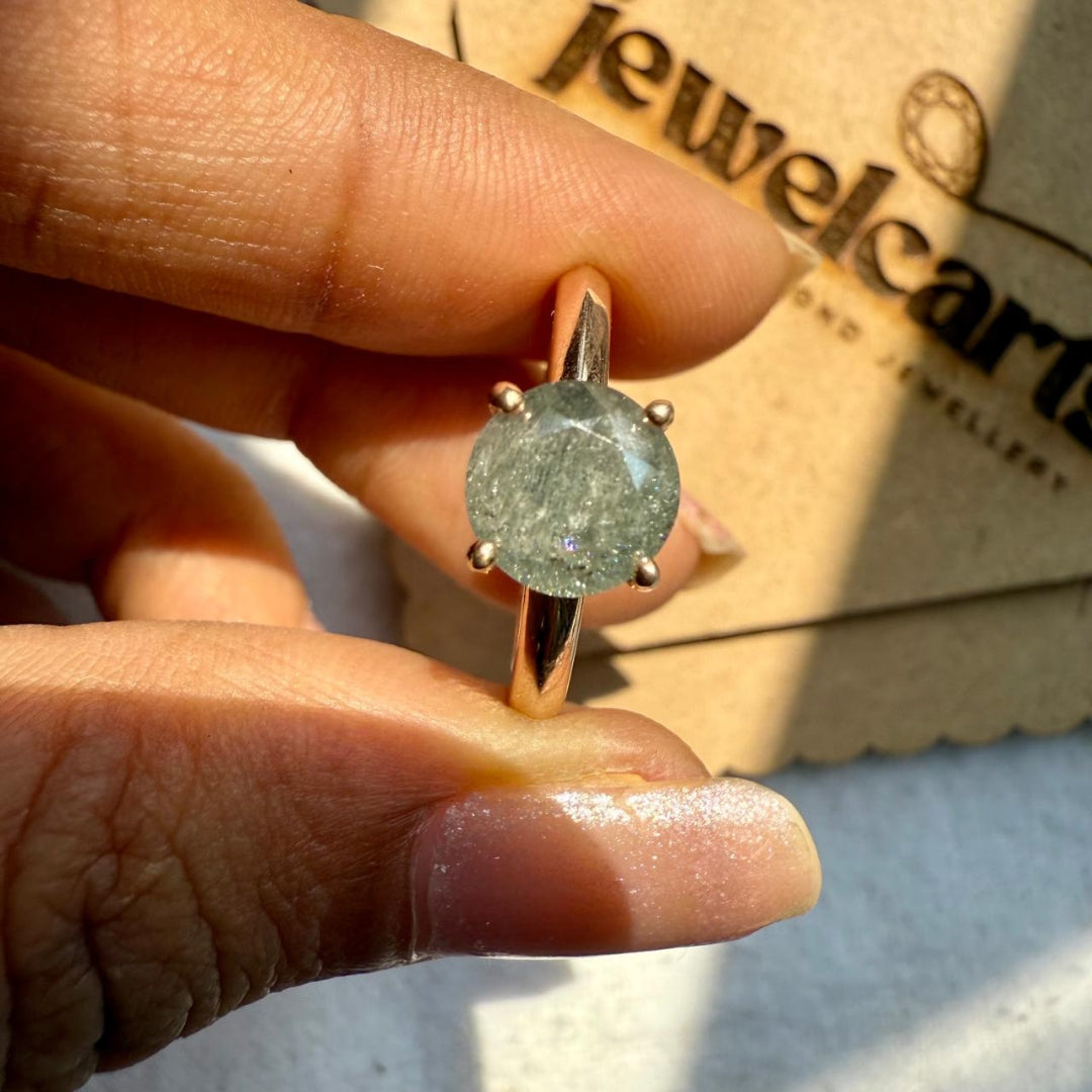 Personalized 2.00 CT Round Cut Salt and Pepper Diamond Handmade Ring