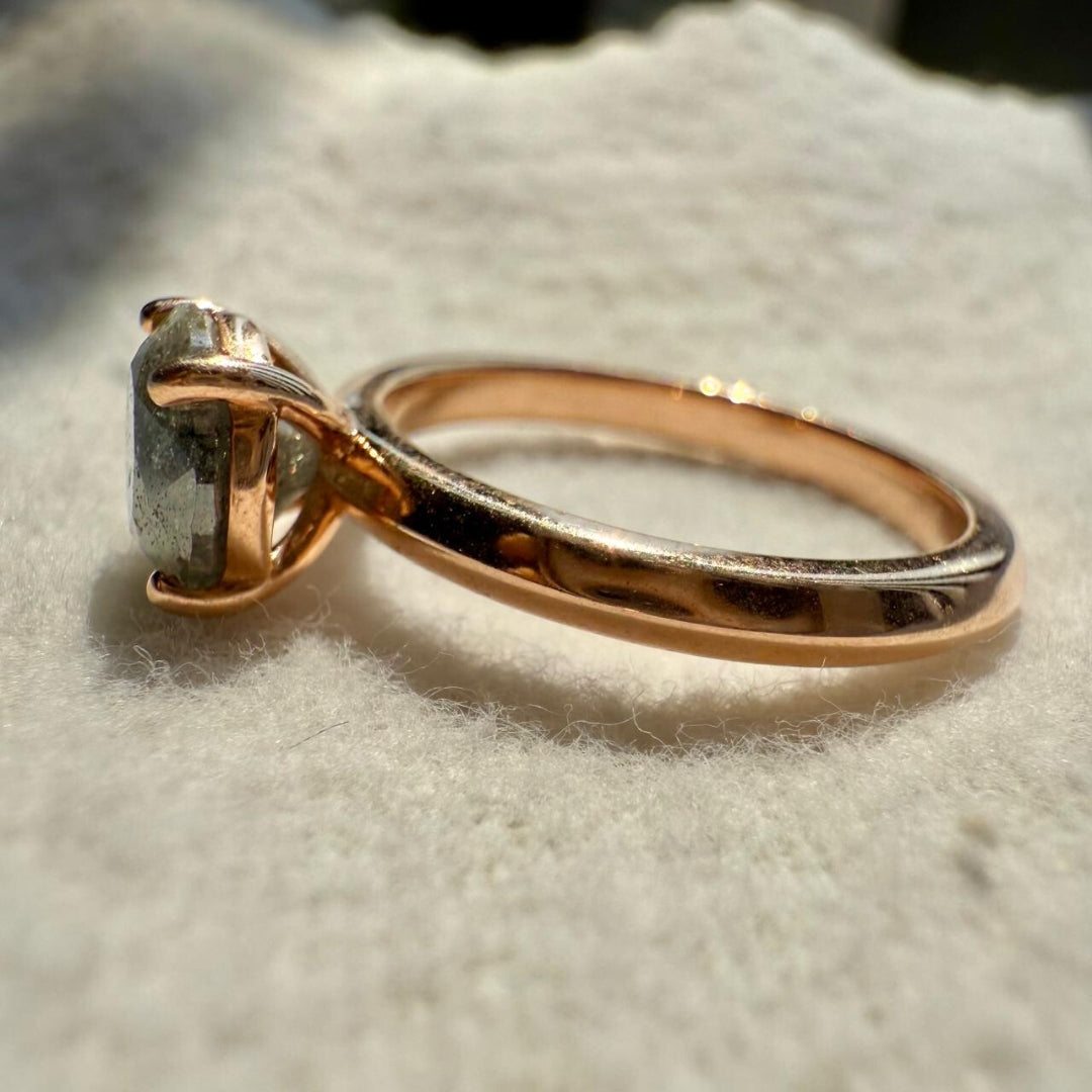 Personalized 2.00 CT Round Cut Salt and Pepper Diamond Handmade Ring