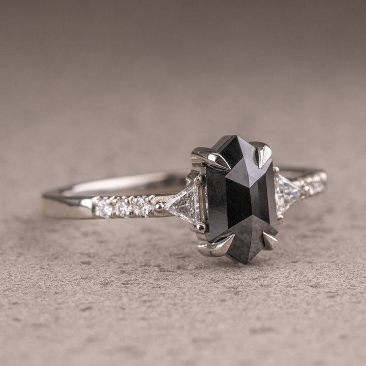1.80 CT Hexagon Cut With Side Stone Anniversary Ring