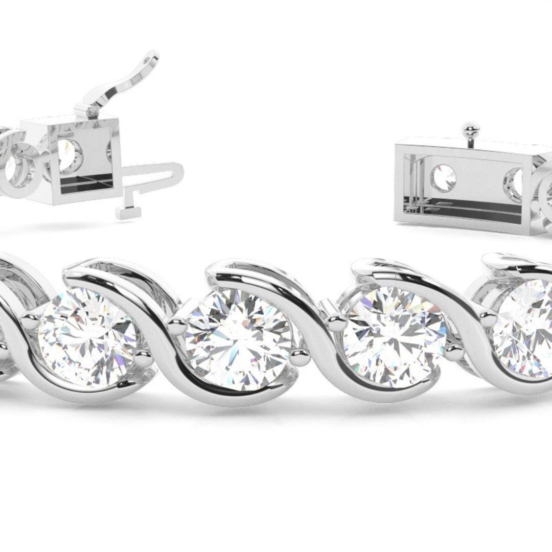 Lab Grown 6.00 CT Round Diamond Art Deco Bracelet Jewel Carts
