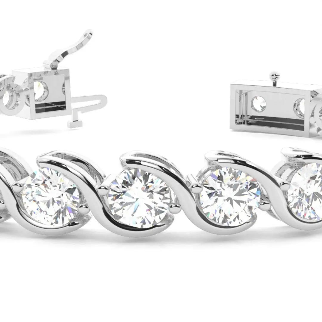 Lab Grown 6.00 CT Round Diamond Art Deco Bracelet Jewel Carts