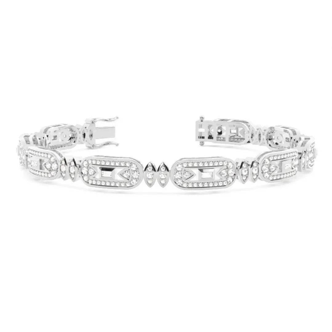 5.20 CT Lab Grown Round & Baguette Cut Bracelet Design Jewel Carts