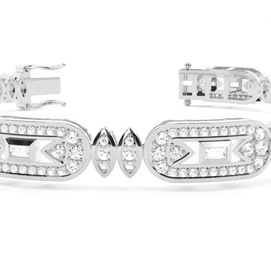 5.20 CT Lab Grown Round & Baguette Cut Bracelet Design Jewel Carts