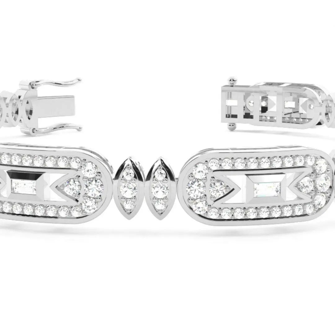 5.20 CT Lab Grown Round & Baguette Cut Bracelet Design Jewel Carts