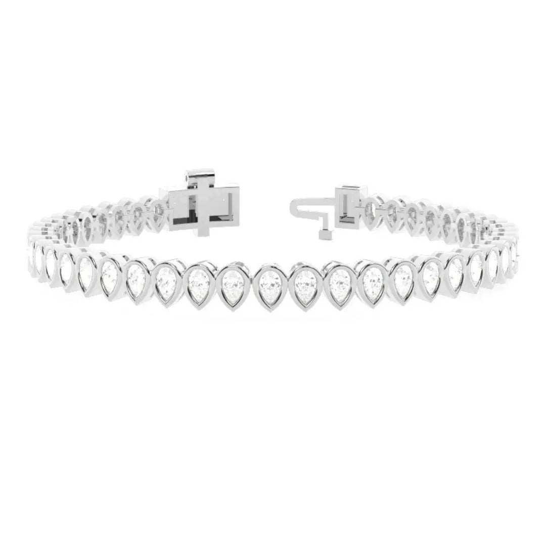 Sparkling Pear Cut Lab Grown Diamond 5.00 CT Art Deco Bracelets Jewel Carts