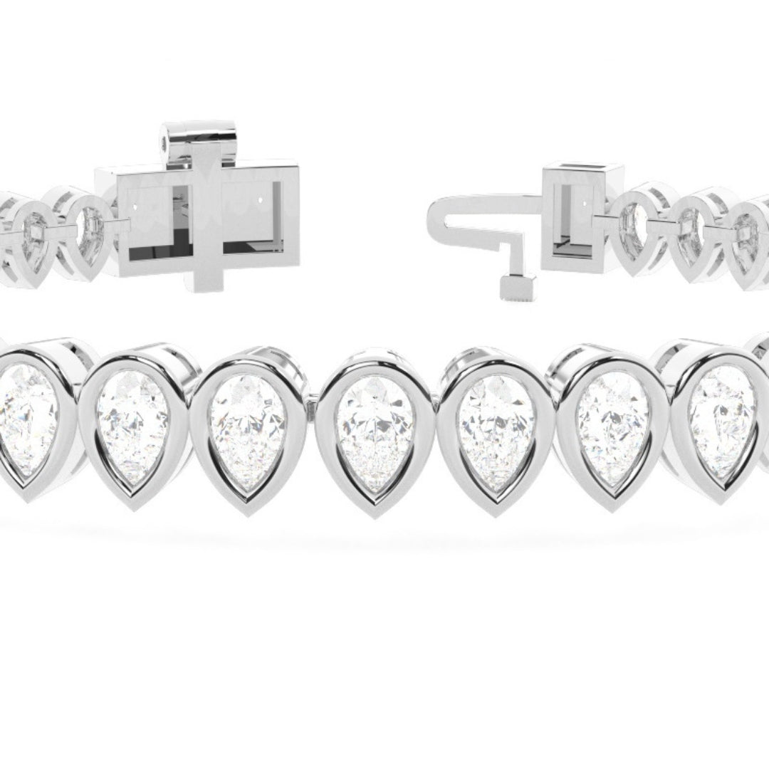 Sparkling Pear Cut Lab Grown Diamond 5.00 CT Art Deco Bracelets Jewel Carts