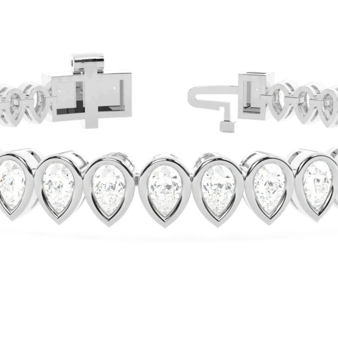 Sparkling Pear Cut Lab Grown Diamond 5.00 CT Art Deco Bracelets Jewel Carts