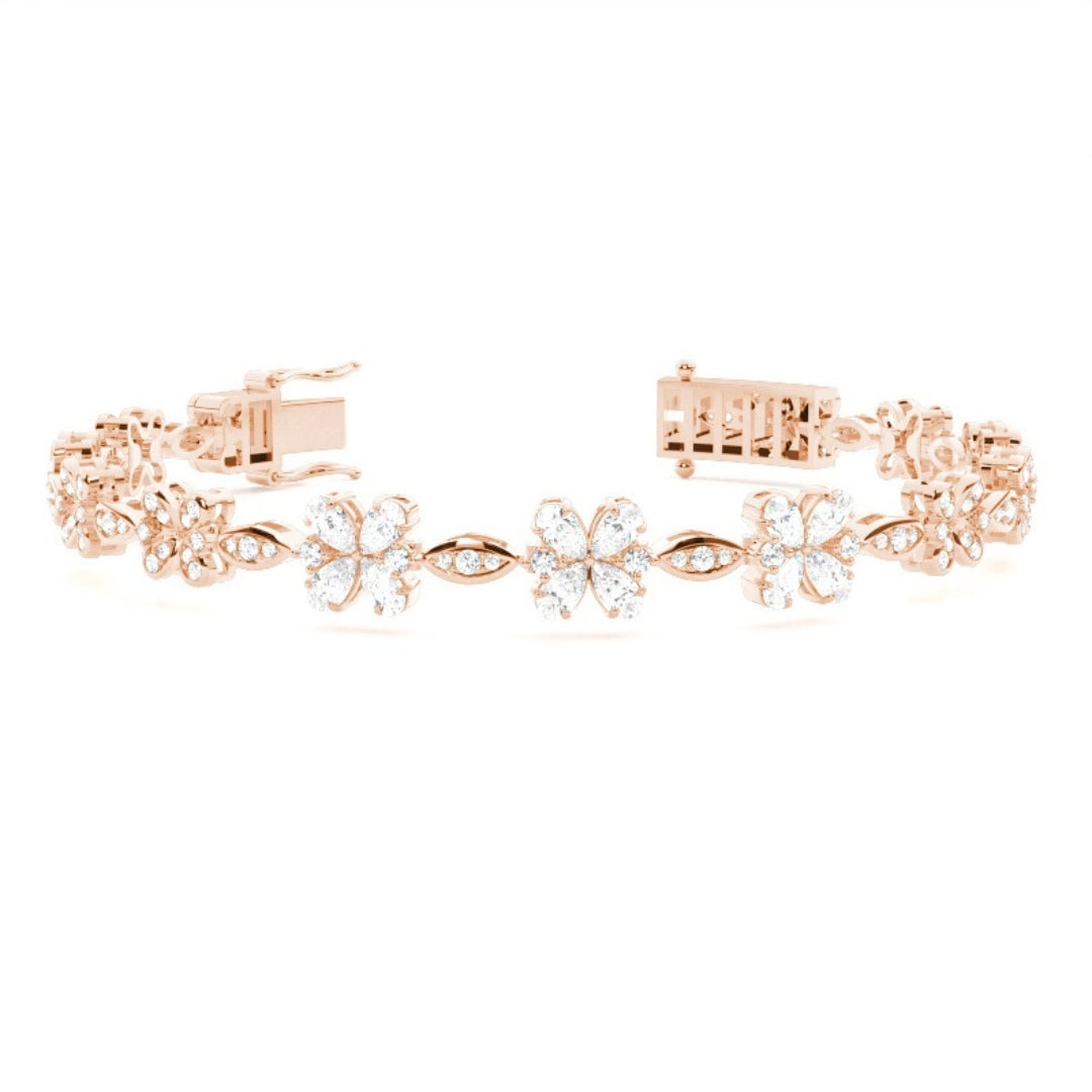 9.40 CT Pear & Round Cut Lab Grown Diamond Bracelet Jewel Carts