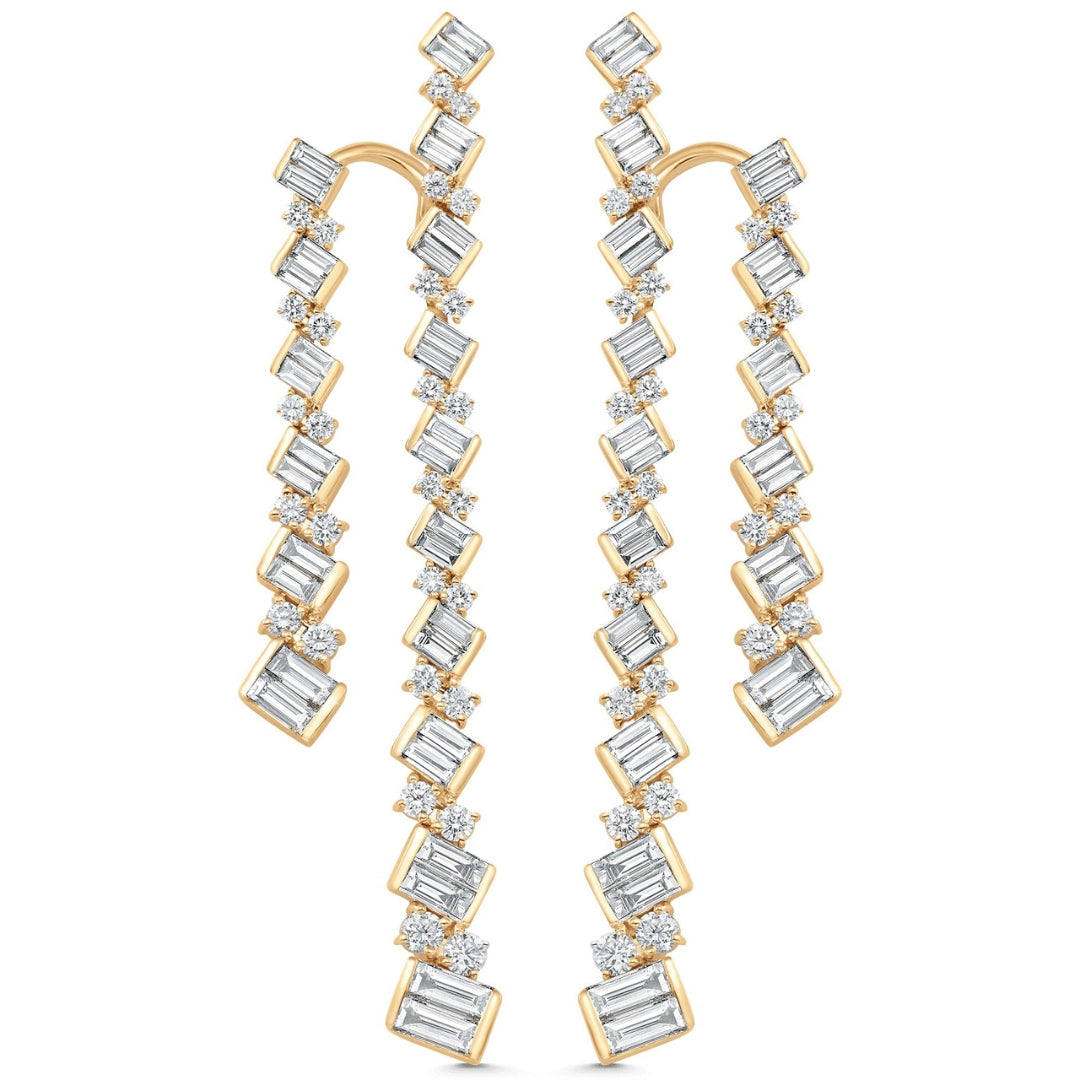 Lab Grown 4.66 CT Round & Baguette Cut Diamond Fashion Earring