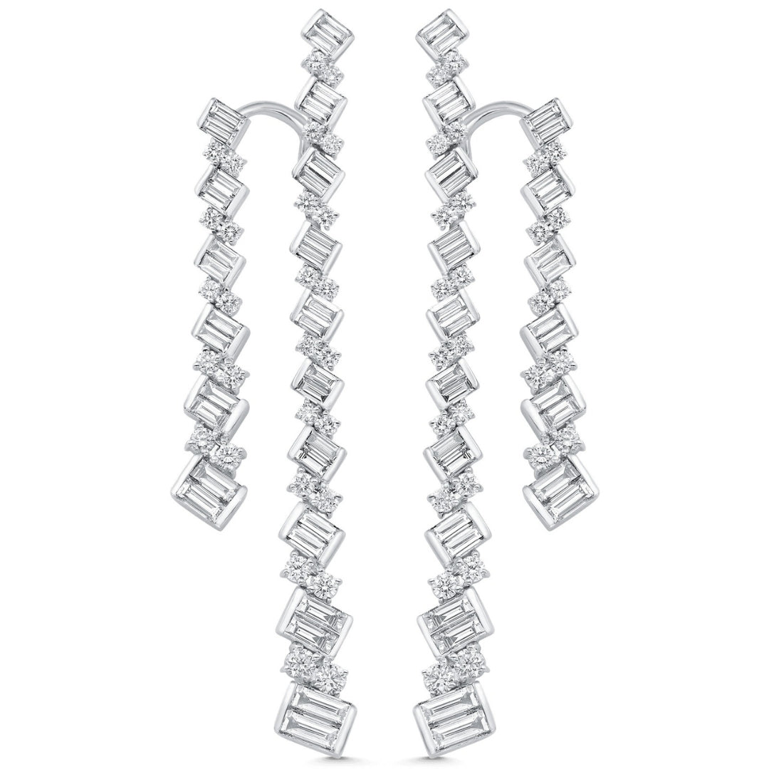 Lab Grown 4.66 CT Round & Baguette Cut Diamond Fashion Earring