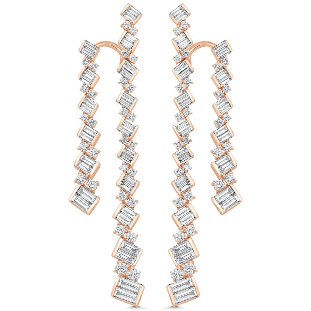 Lab Grown 4.66 CT Round & Baguette Cut Diamond Fashion Earring