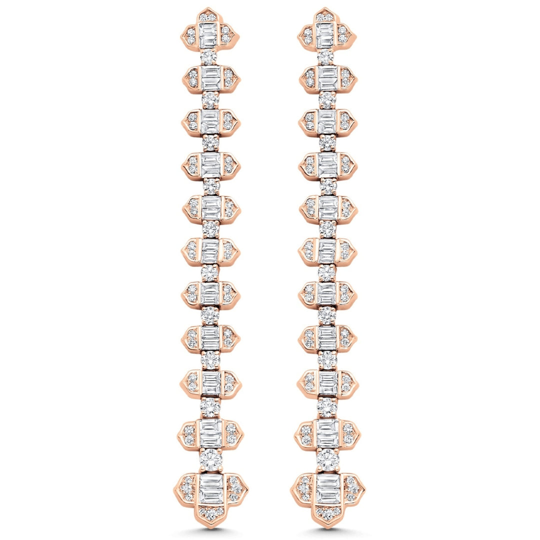 Lab Grown 4.58 CT Round & Baguette Cut Diamond Fashion Earring