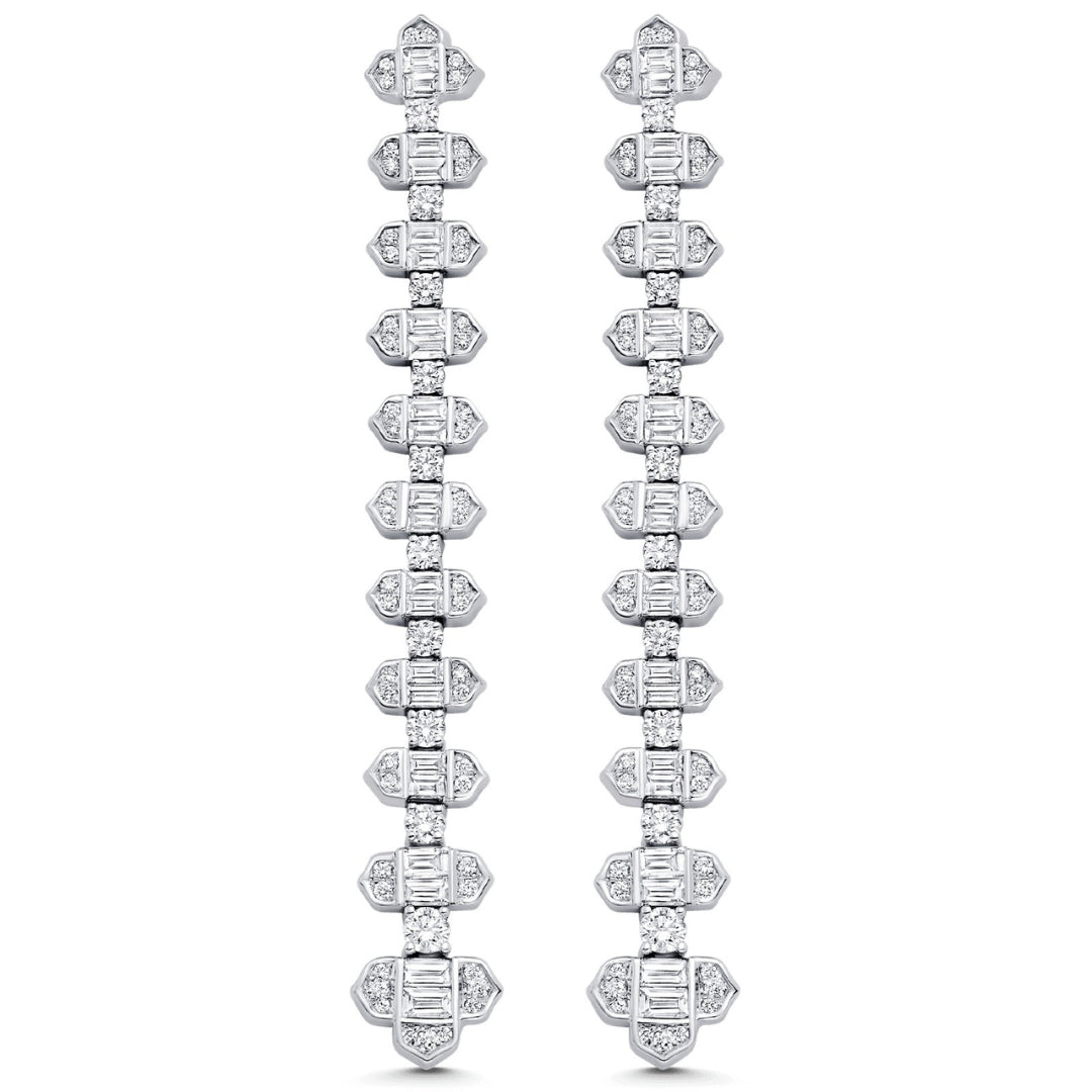 Lab Grown 4.58 CT Round & Baguette Cut Diamond Fashion Earring