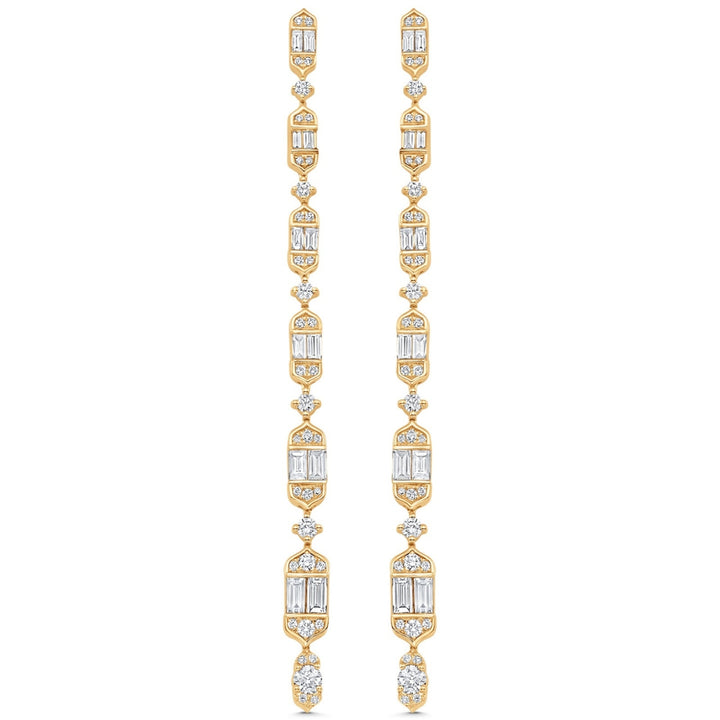 Lab Grown 4.38 CT Round & Baguette Cut Diamond Fashion Earring