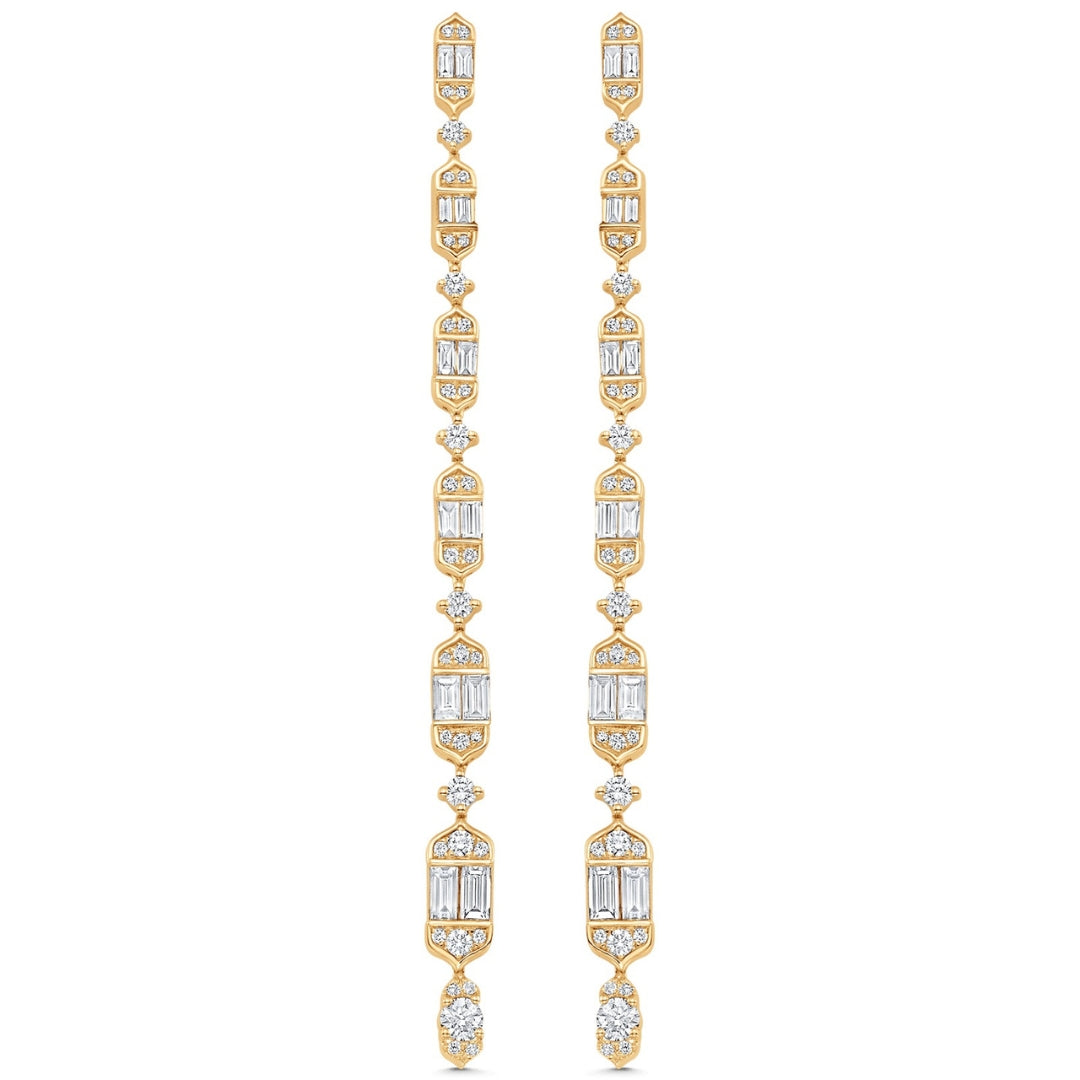 Lab Grown 4.38 CT Round & Baguette Cut Diamond Fashion Earring