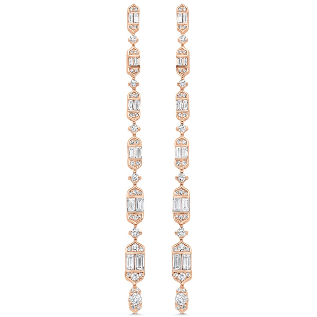 Lab Grown 4.38 CT Round & Baguette Cut Diamond Fashion Earring