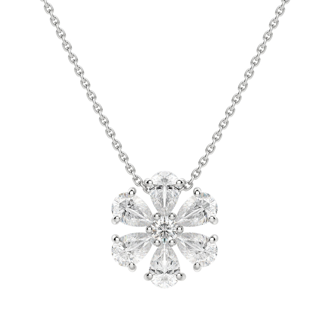 Lab Grown 1.20 CT Pear Cut Diamond Art Deco Necklace Jewel Carts