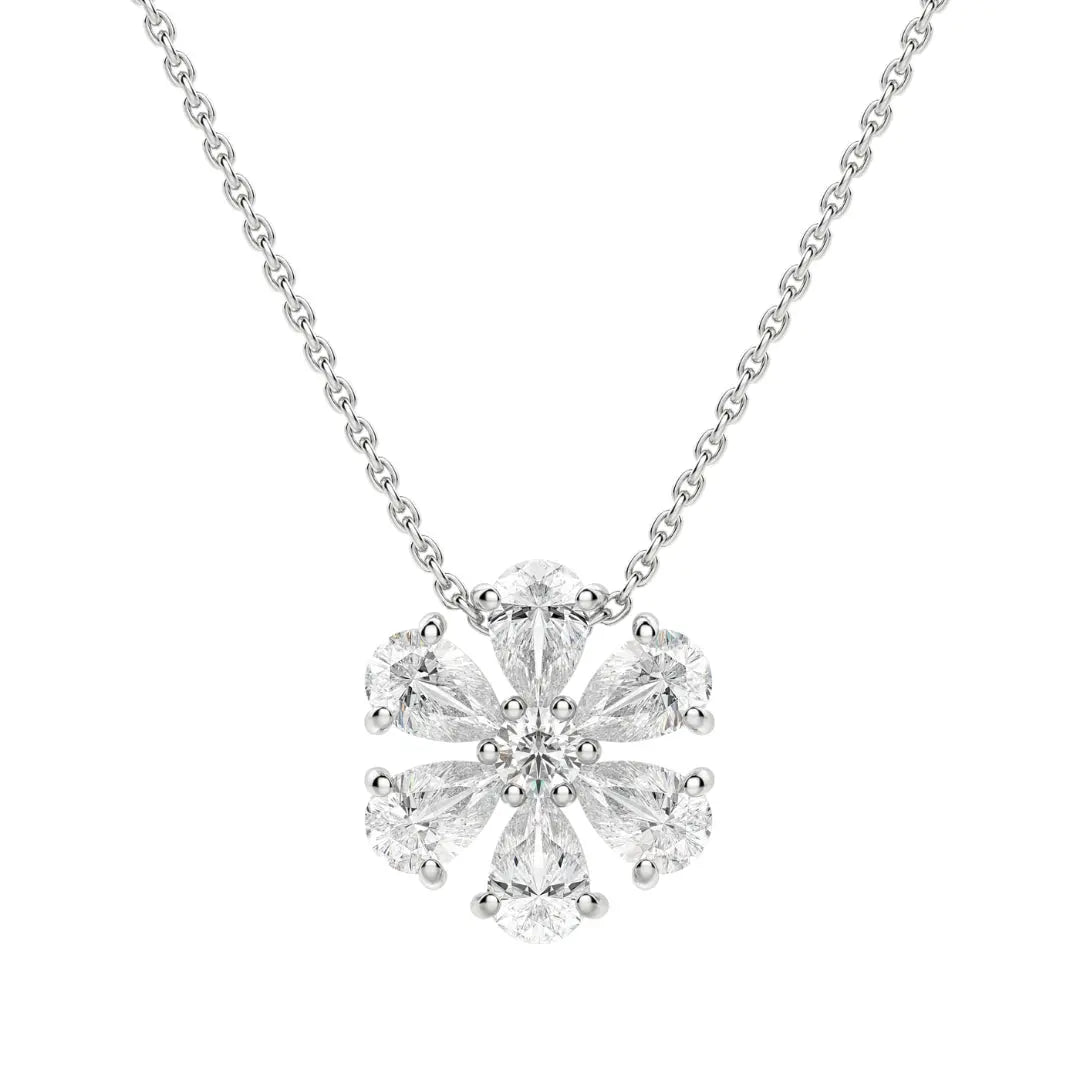 Lab Grown 1.20 CT Pear Cut Diamond Art Deco Necklace Jewel Carts