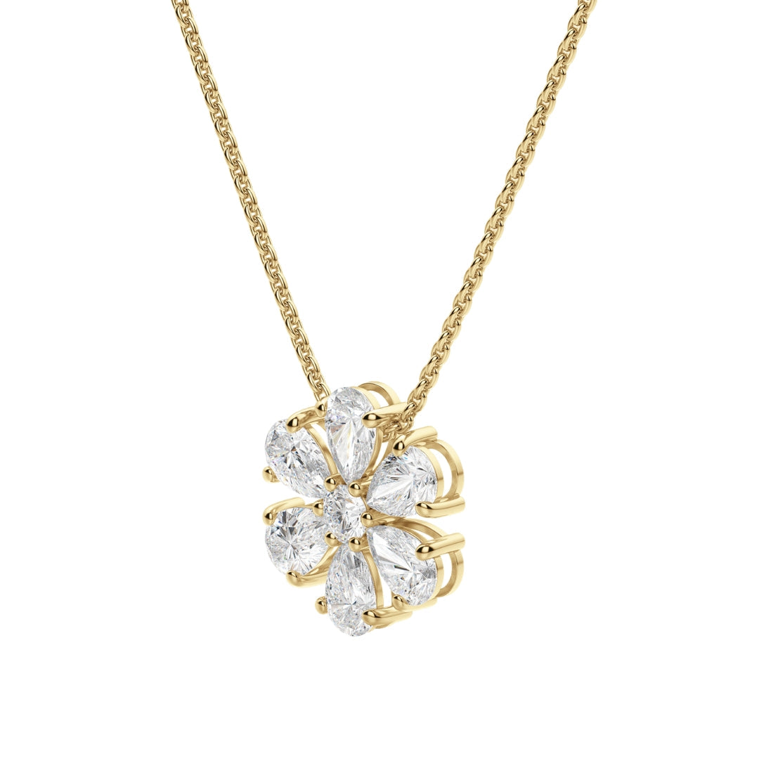 Lab Grown 1.20 CT Pear Cut Diamond Art Deco Necklace Jewel Carts