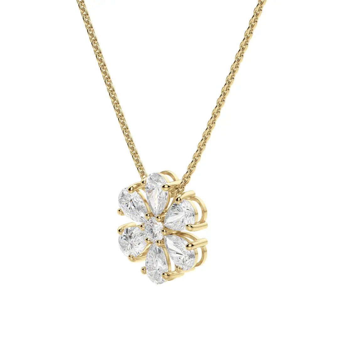 Lab Grown 1.20 CT Pear Cut Diamond Art Deco Necklace Jewel Carts