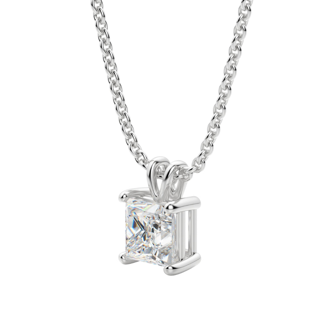 Lab Grown 1.50 CT Princess Cut Diamond Art Nouveau Necklace Jewel Carts