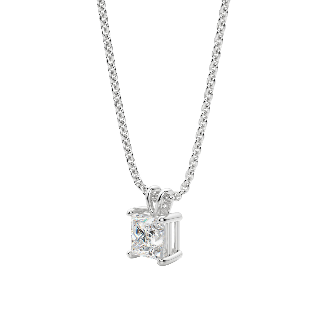 Lab Grown 1.50 CT Princess Cut Diamond Art Nouveau Necklace Jewel Carts