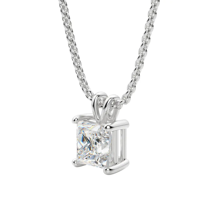 Lab Grown 1.50 CT Princess Cut Diamond Art Nouveau Necklace Jewel Carts