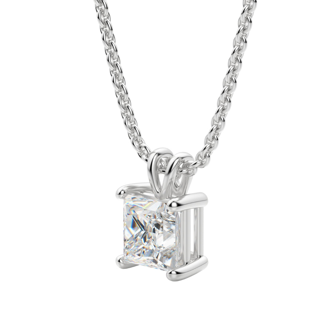 Lab Grown 1.50 CT Princess Cut Diamond Art Nouveau Necklace Jewel Carts