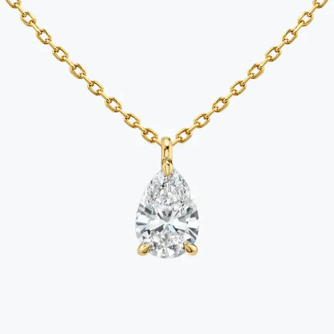 Lab Grown 1.00 CT Pear Cut Diamond Mid-Century Necklace Jewel Carts