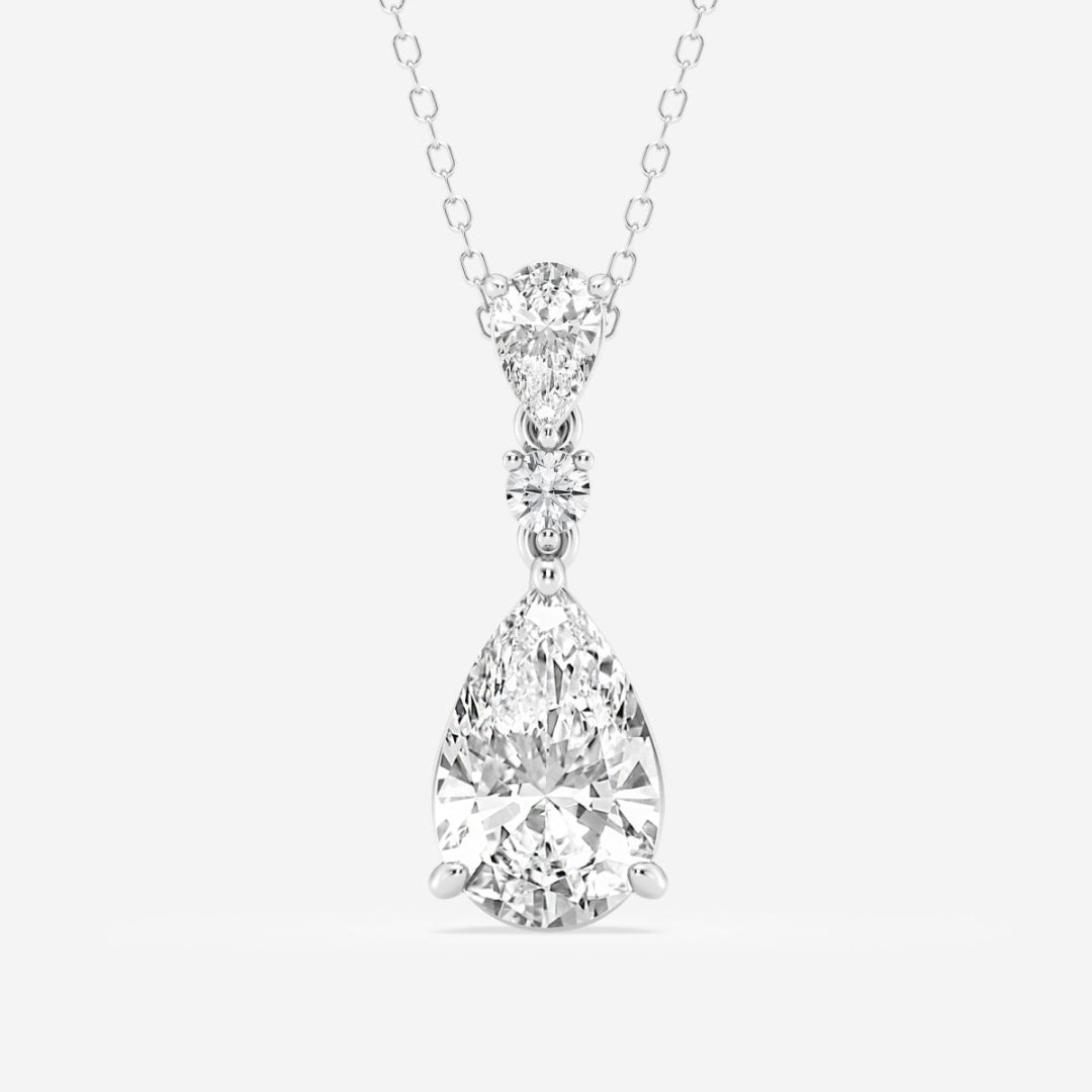 Lab Grown 2.60 CT Pear Cut Diamond Minimalist Necklace Jewel Carts