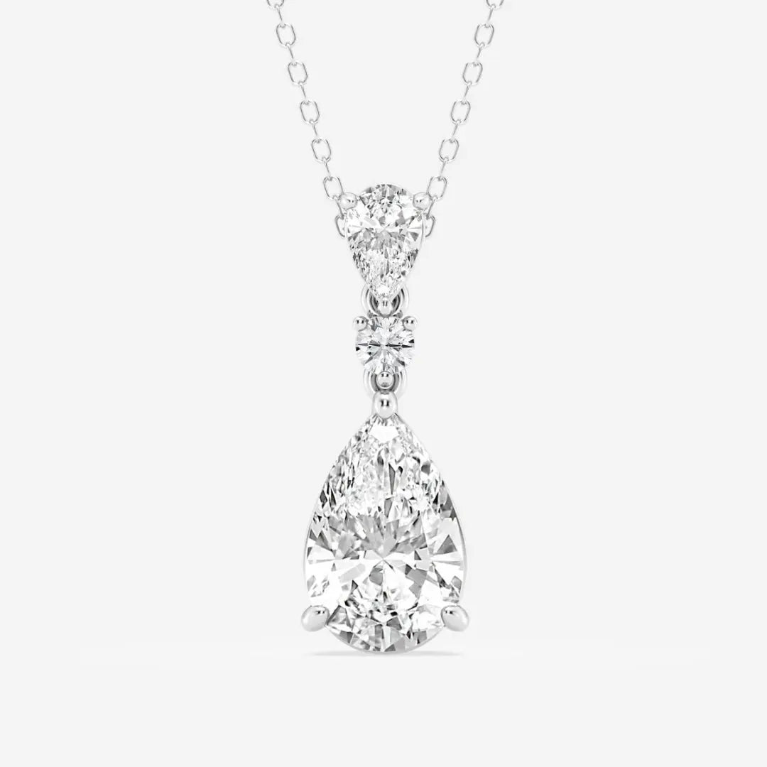 Lab Grown 2.60 CT Pear Cut Diamond Minimalist Necklace Jewel Carts