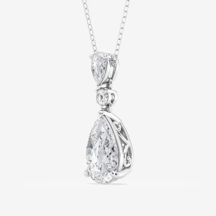 Lab Grown 2.60 CT Pear Cut Diamond Minimalist Necklace Jewel Carts