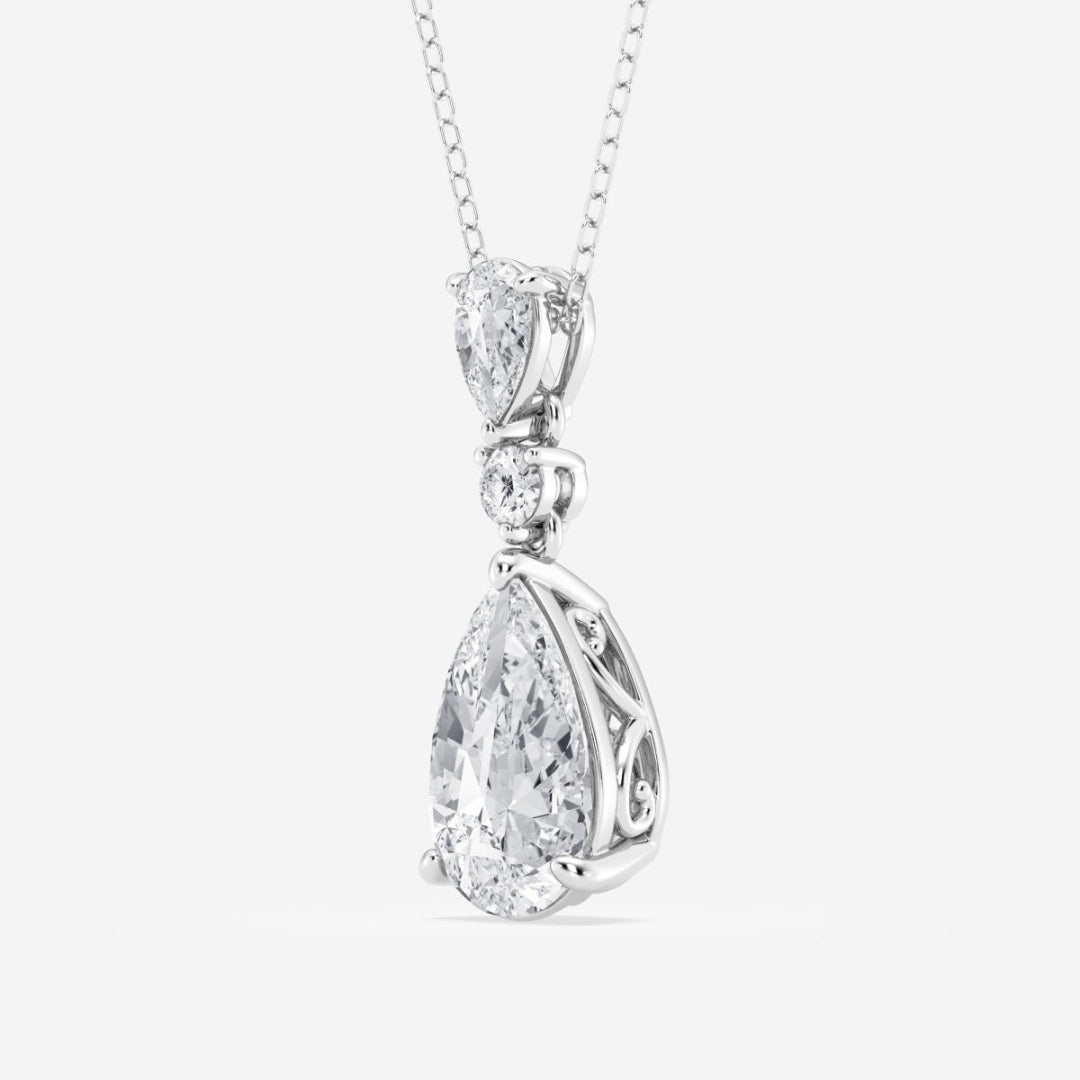 Lab Grown 2.60 CT Pear Cut Diamond Minimalist Necklace Jewel Carts