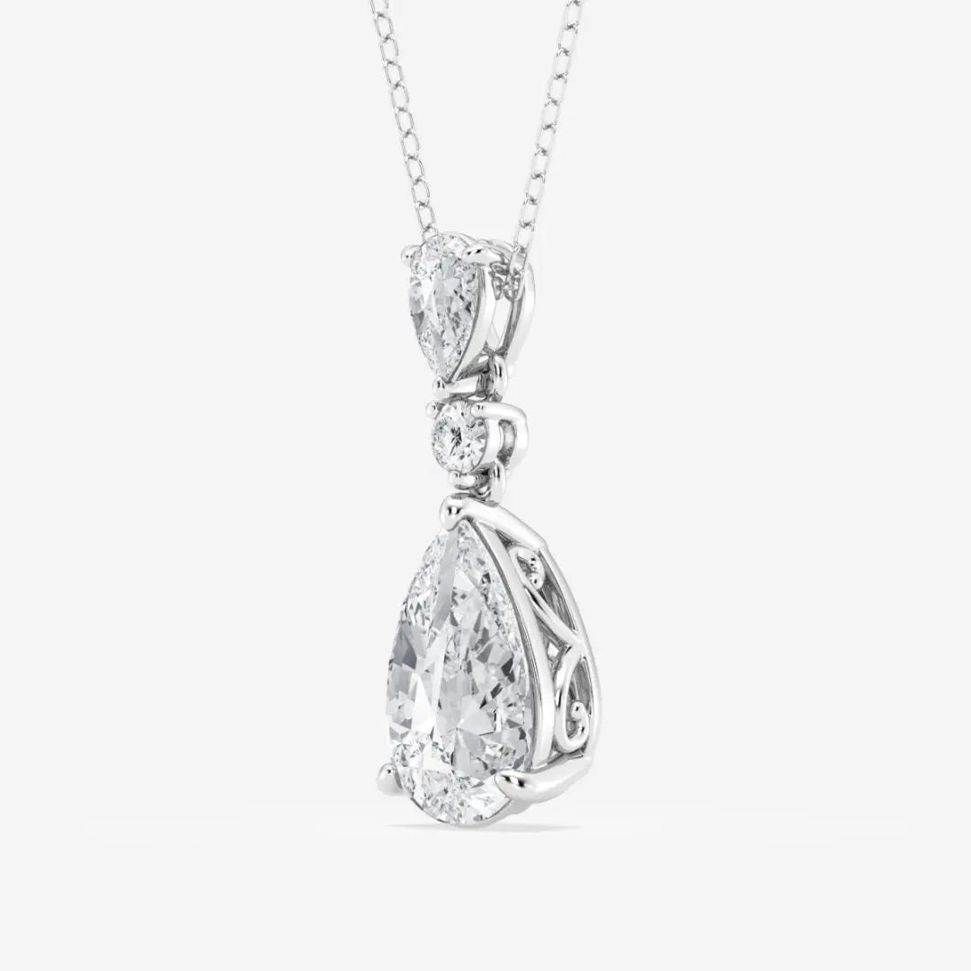 Lab Grown 2.60 CT Pear Cut Diamond Minimalist Necklace Jewel Carts