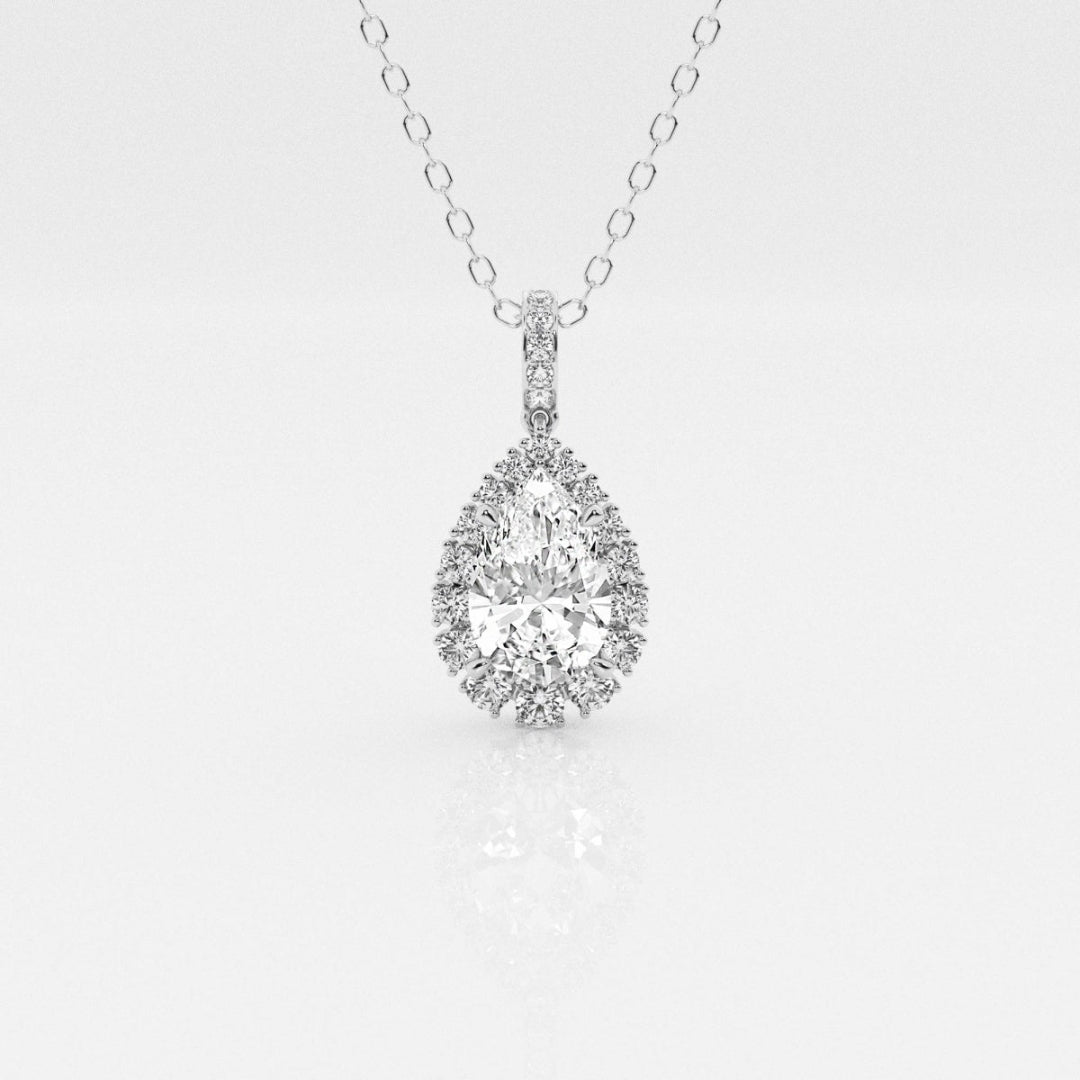 Lab Grown 3.10 CT Pear Cut Diamond Victorian Necklace Jewel Carts