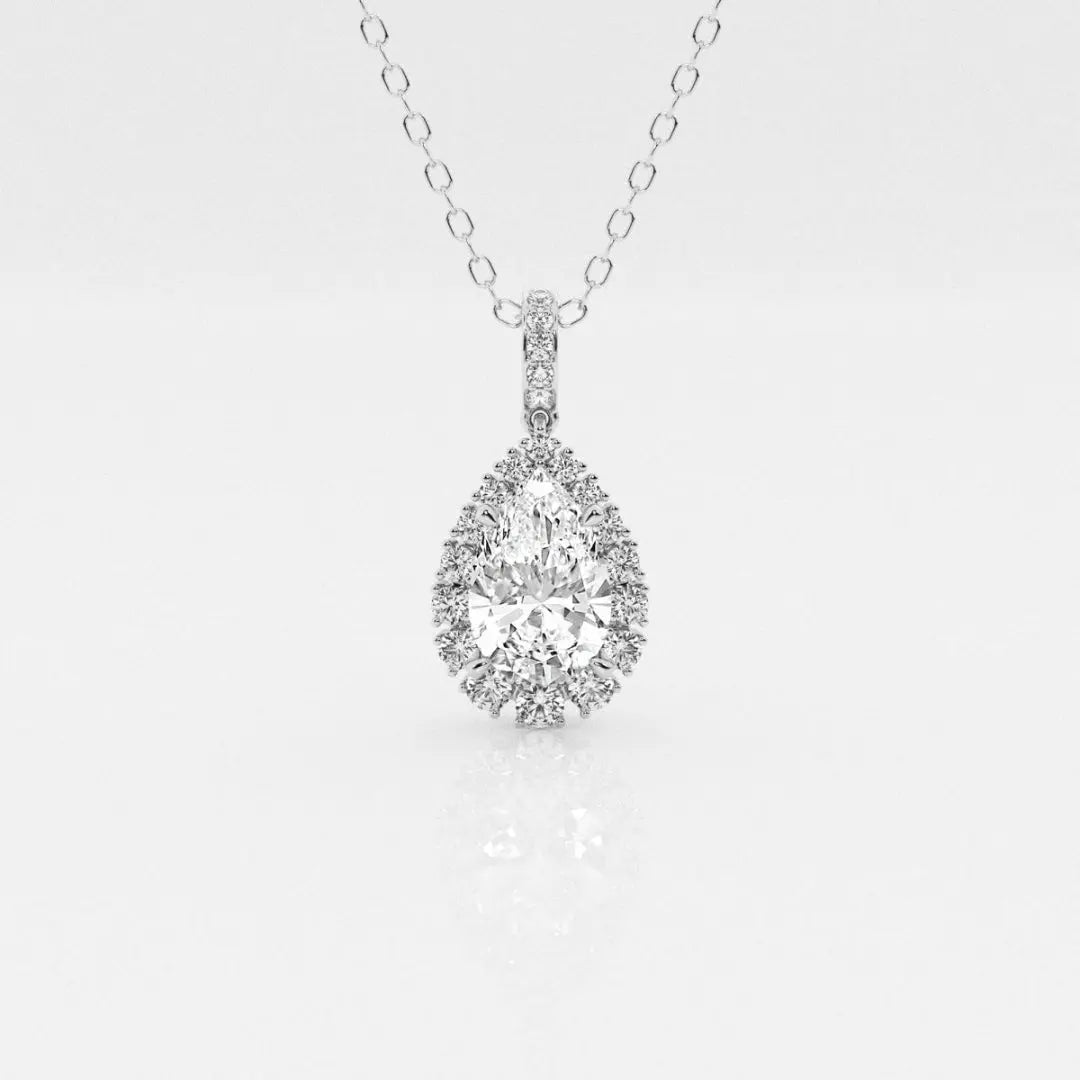 Lab Grown 3.10 CT Pear Cut Diamond Victorian Necklace Jewel Carts